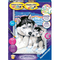 Peinture au numéro - Huskies romantiques
