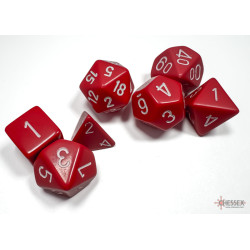 Opaque Red/white Polyhedral 7-Dice Set