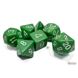 Opaque Green/white Polyhedral 7-Dice Set